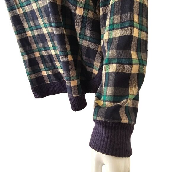 As Know As Blue Plaid Pullover Top Womens M/L Round Neck Long Slv Curved Hem - Picture 8 of 11